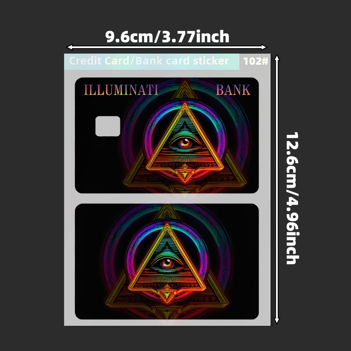 2 PCS Set Illuminati Bank Credit Card Light Beige Stickers, Suitable for Bank Cards - Laser Scratch-Resistant Protective Case with Mysterious Dark Angel's Eye Pattern, Suitable for Debit/Credit Cards (Set)