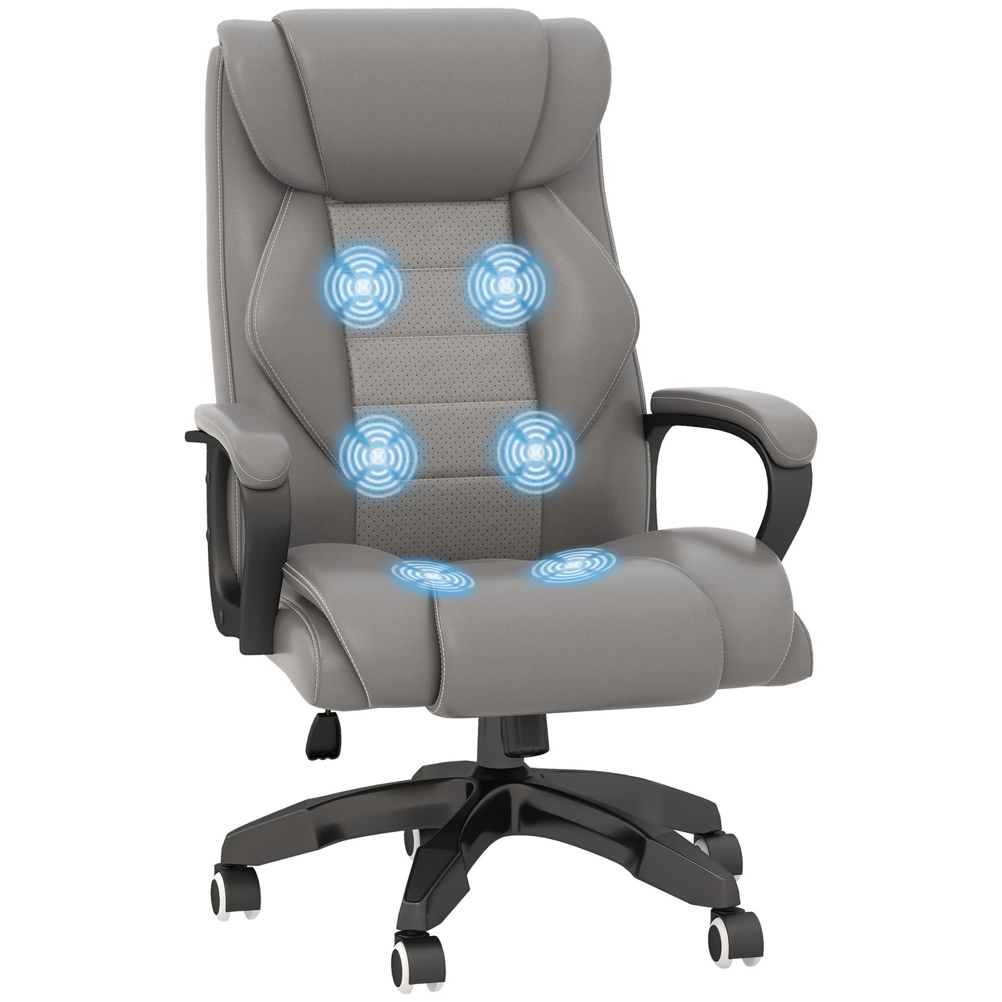 High Back Executive Office Chair 6- Point Vibration Massage Extra Padded Swivel Ergonomic Tilt Desk Seat