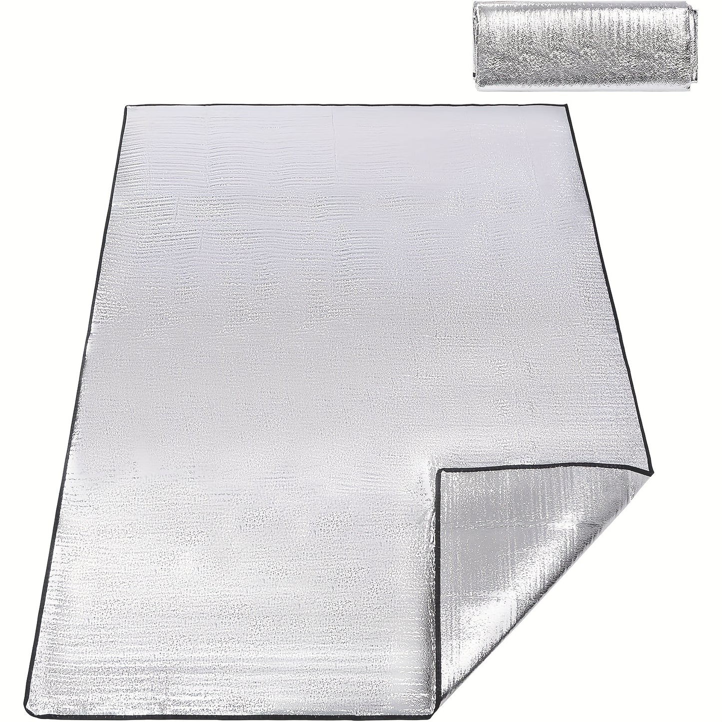 2 PCS Set 2x1M  All-Season High Quality & Insulating Camping Beach Mat - Large Durable Aluminum Foil & EPE Fabric, Portable Foldable Outdoor Picnic Mat, Moisture-Proof Easy Clean Hand Washable, Multiple Sizes for Camping, Pic