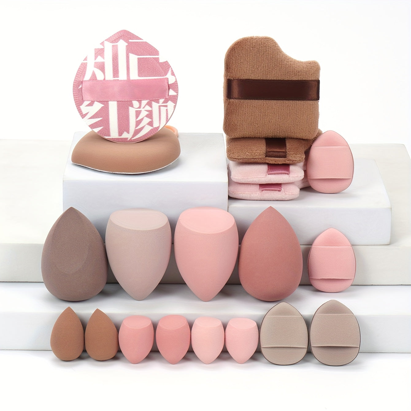 20 PCS Set Marshmallow Set, 2 Cushion Puffs & 4 Loose Powder Puffs & 4 Makeup Sponges & 6 Makeup Sponges & 4 Cushion Puffs, Beauty Makeup Sponge Mixed with Bb Cream, Foundation, Concealer, Especially Suitable for Covering Loc