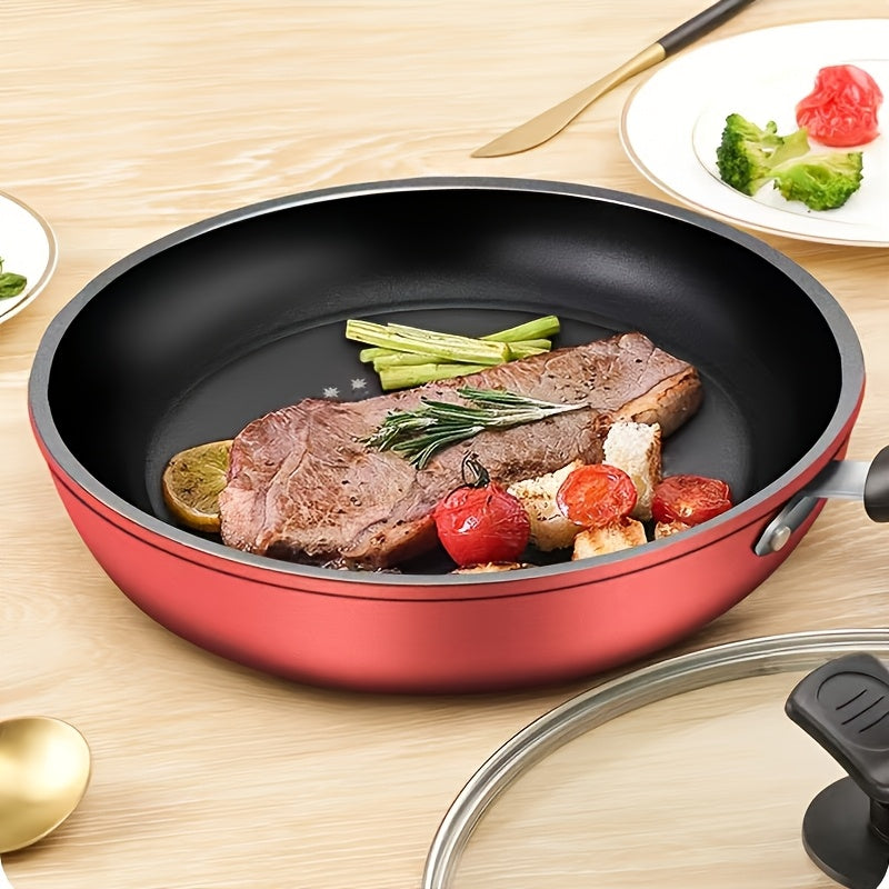 3 PCS Set Frying Pan Set | Non-stick, Heavy-duty, Suitable for Induction Cookers, Safe for Gas/Electric Stoves, Even Heating, Scratch-resistant, Dishwasher Safe, Red, High-Quality Non-stick Pan | Ideal for Home/Hotel/Outdoor