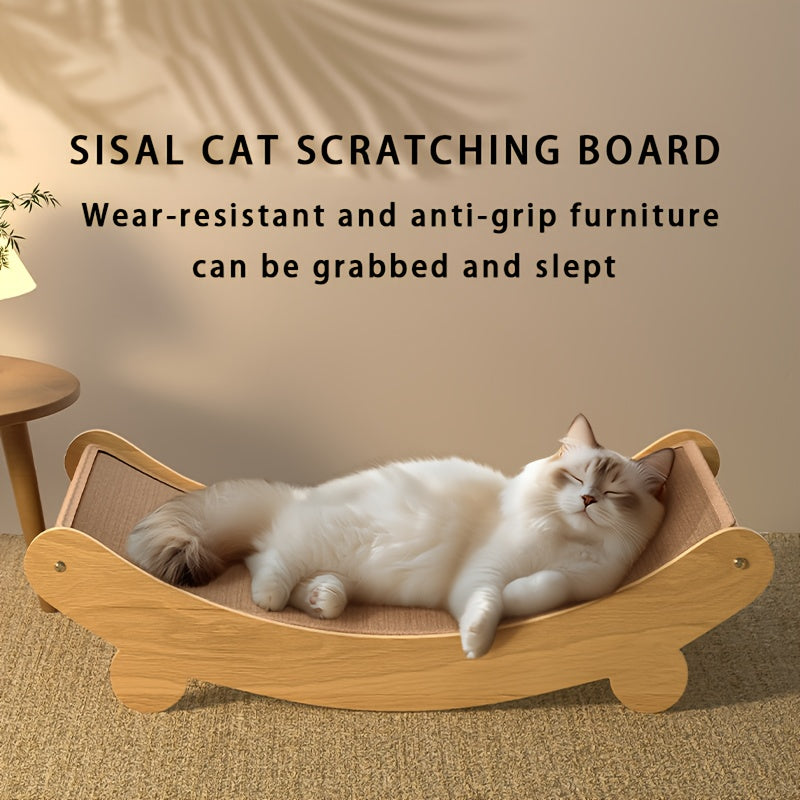 Durable Solid Wood Cat Scratching Post & Bed with Removable Sisal Pad - Multi-Level Cat Climbing Tower, Space-Saving Furniture Protector for Indoor Cats, Easy Assembly Cat Tree with Soft Linen Resting Area, Cat Climbing Wall
