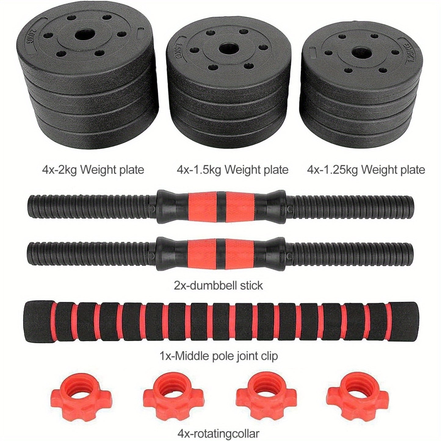 For Home Gym 20KG Dumbbells Barbell Set Adjustable Dumbbells Weights Set with Connecting Rod 2 in 1 Dumbbells and Barbell Set Weight Lifting Training Equipment Set for Men Women Home Fitness or Gym Workout