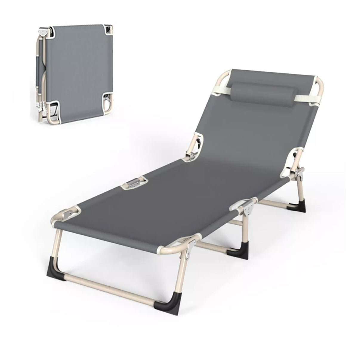 For Beach Camping Cot Large Folding Bed Deck Chair , Lightweight Guest Bed with Adjustable 6 Positions, Comfortable Mattress And Pillows, Breathable Fabric, Portable Durable, Suitable for Outdoor Use