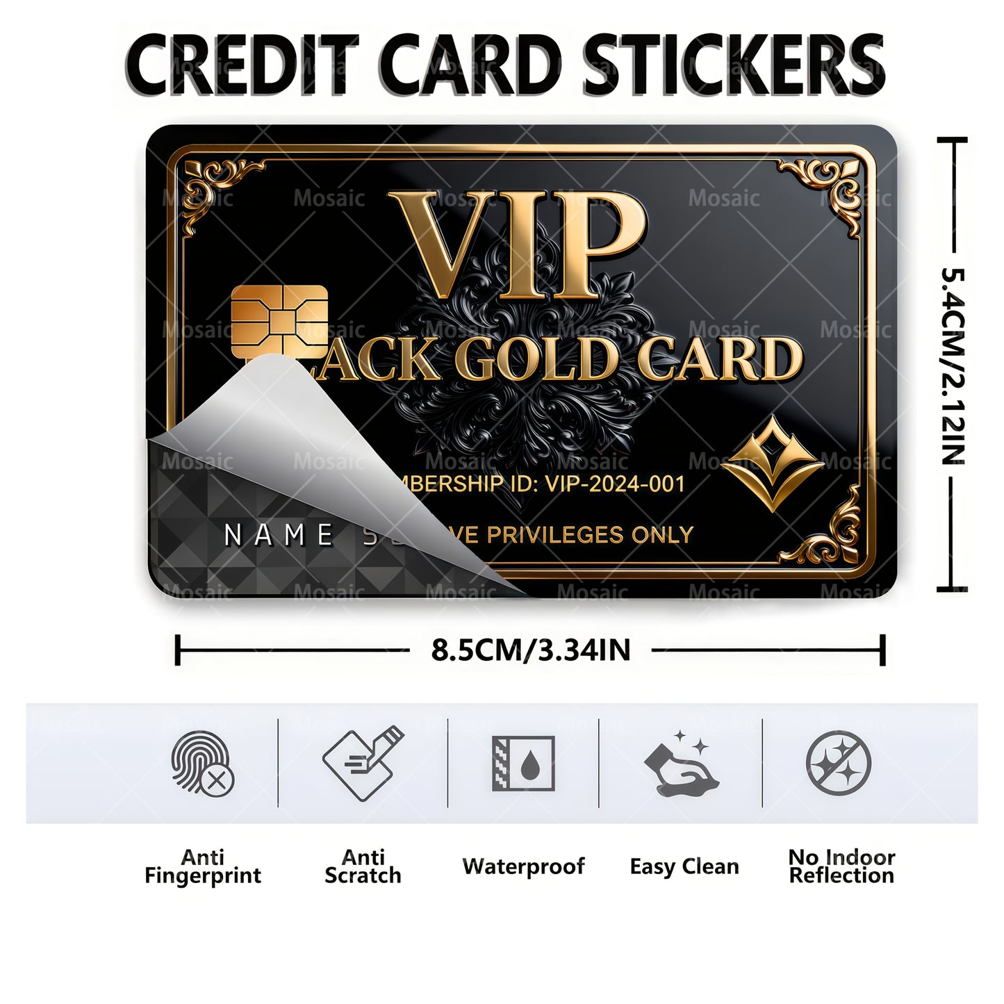 2 PCS Set of Black And Golden VIP Card Stickers for Bank Cards, Credit Cards, Debit Cards, Transit Cards, And Room Key Cards