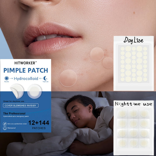 156 PCS Set of Day and Night Hydrocolloid Patches - Mild and Non-irritating, Cover and Blemishes - Essential for Facial Skin Care, Dust-free Paper Plastic Bag Sealed Packaging, Skin Care, Suitable for All Skin Types