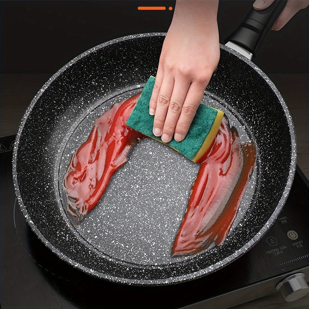 26cm Non-Stick Frying Pan with a 5-Layer Marble Coating, Smokeless And Compatible with Induction Cooktops for Breakfast Pancakes Steaks Cooking Accessories Home Kitchen Supplies