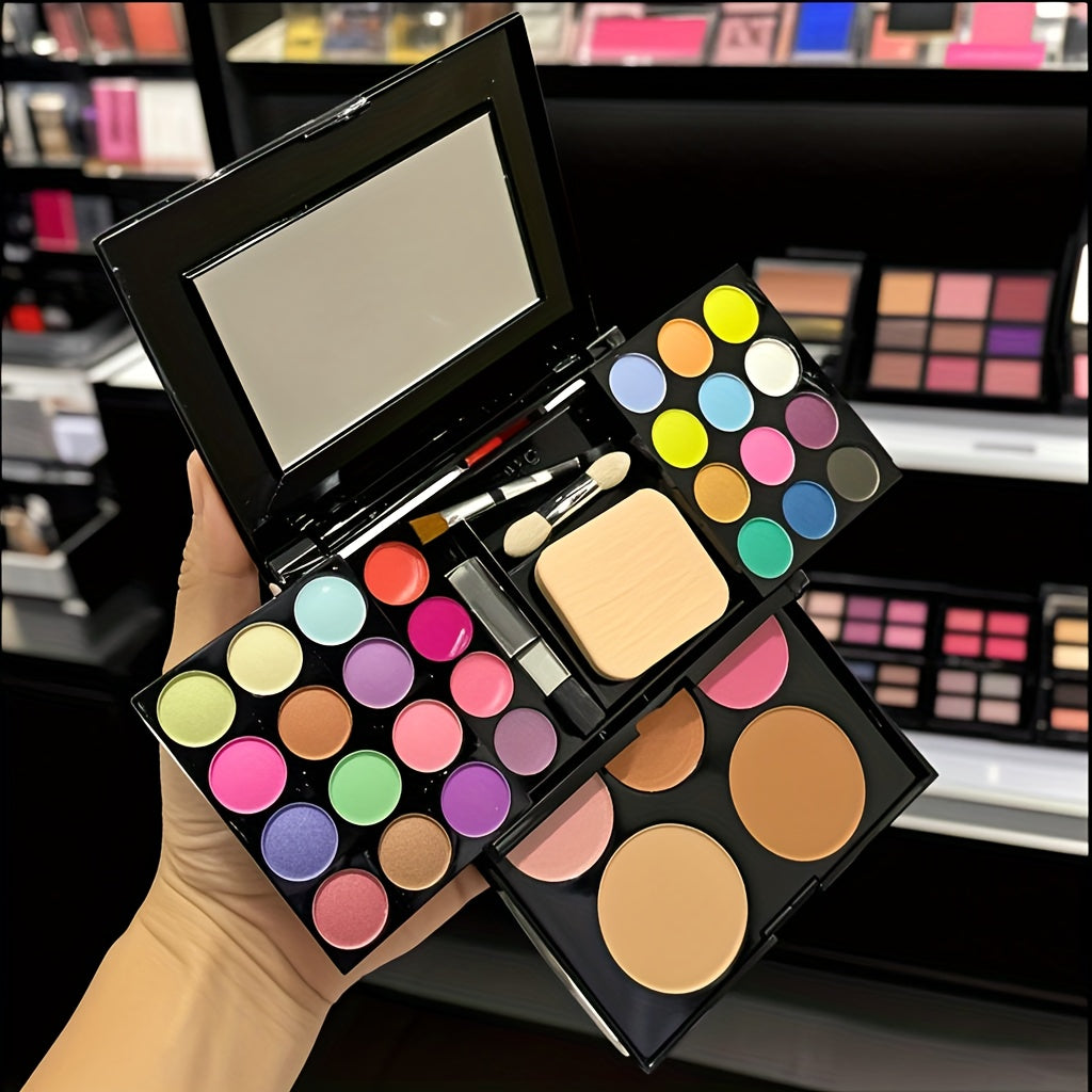 Multifunctional Makeup Palette - 24 Eyeshadows + 3 Blushes + 2 Contour Powders + 4 Lip Glosses + Brush | Compact And Portable Set | Waterproof And Natural End
