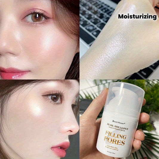 Beauty Rouser Pearl Korean Beauty Makeup Primer, Flawless Shine, Pore Filling, Oil Control Vitamin E, Long-Lasting, Moisturizing Pre-Makeup Cream, 1.4 Fl Oz (40ml) - Transparent, Non-Greasy, Smooth Texture for Flawless Makeup