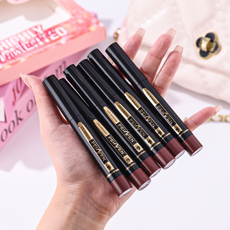Full Set 6-Color Multifunctional Eyeshadow Pencil Set | Waterproof Metallic and Matte Eyeshadow Sticks, Multicolor Highlight Eyeliner, Long-Lasting High Glitter and Neutral Brown Eyeshadow Crayons, Ideal for Christmas, Annive