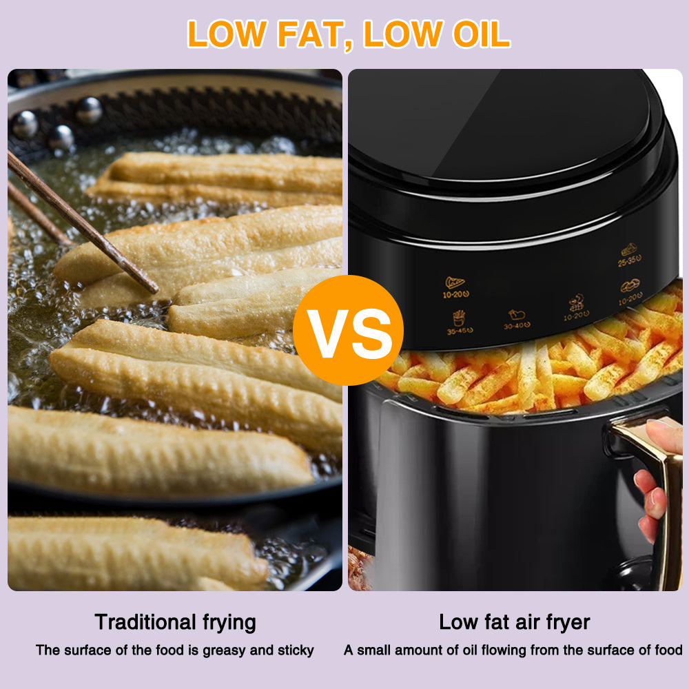 8L Air Fryer Oven,1400W Black Digital Air Fryer, Hot Air Convection Oven with Smart Touch, Timer & Temperature Control, Oil-Less Cooking, perfect for Home Kitchen, Small Restaurants, Apartments Countertop Oven, Fast Cooking F