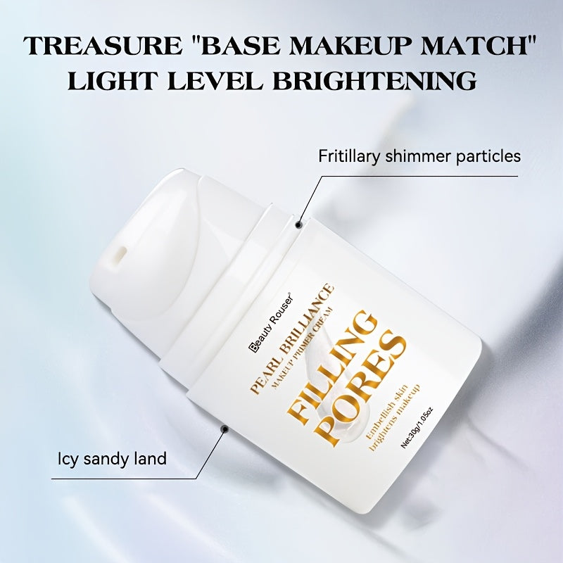 Beauty Rouser Pearl Korean Beauty Makeup Primer, Flawless Shine, Pore Filling, Oil Control Vitamin E, Long-Lasting, Moisturizing Pre-Makeup Cream, 1.4 Fl Oz (40ml) - Transparent, Non-Greasy, Smooth Texture for Flawless Makeup