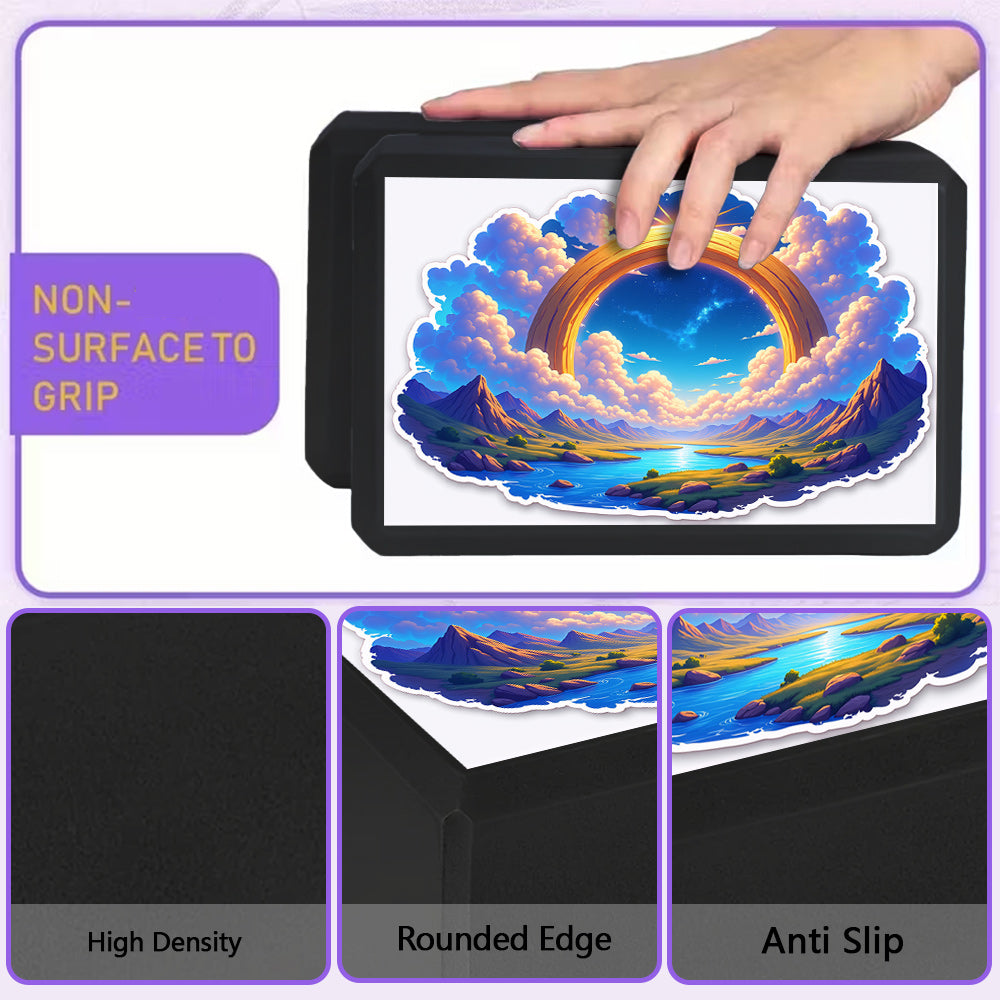 2 PCS Set Home Gym Exquisite Printed Yoga Blocks: Majestic Mountains and Rivers, Radiant with Infinite Light, Fully Displaying the Beauty of Nature. Professionally Recommended! Made from High-density EVA Lightweight Material,