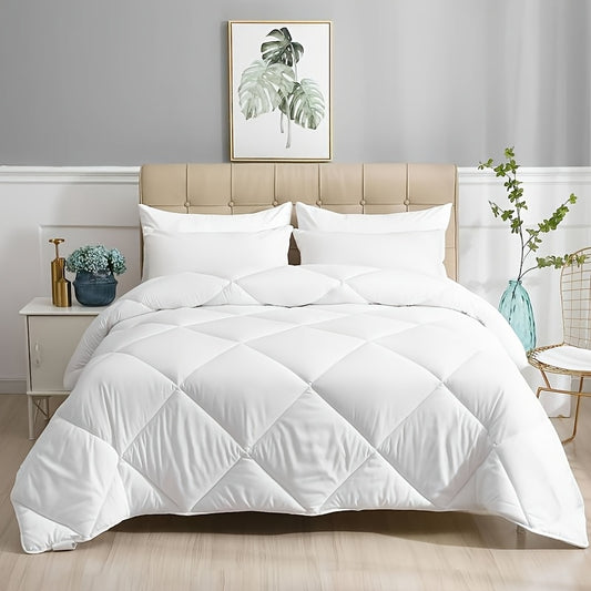 White/Gray Color TOG 4.5 | 10.5 | 15 - Ultra Soft Diamond Grid Quilted Comforter - Breathable, Warm for All Seasons | Hotel-Style Design | Multiple Sizes Available (Single, Double, King, Super King) Vacuum Packaging