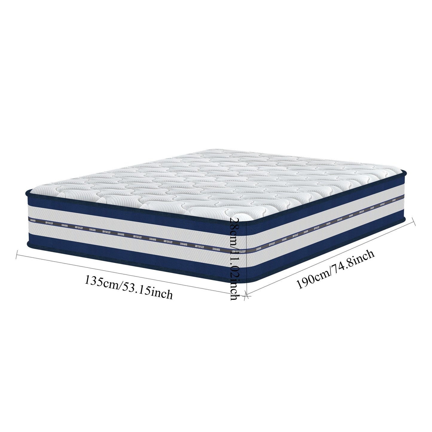 Double Mattress (135x190x28cm) 2000+ Pocket Springs & Gel Memory Foam 7-Zone Ortho Support Motion Isolation 3D Cool Cover Reinforced Reduction Medium Firm 31cm Vacuum Roll 200-night trial