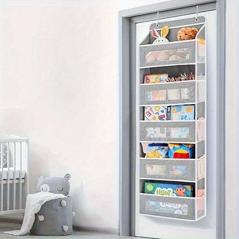 Durable 5-Tier Door Storage Rack - No-Drill Anti-Tip Door Hanging Rack, 44 Lbs Capacity (19.96 Kg), Space-Saving Hanging Storage Shelf, Suitable for Closets, Bathrooms, Kitchens, Nurseries - Easy-To-Clean Fabric Structure, Pe