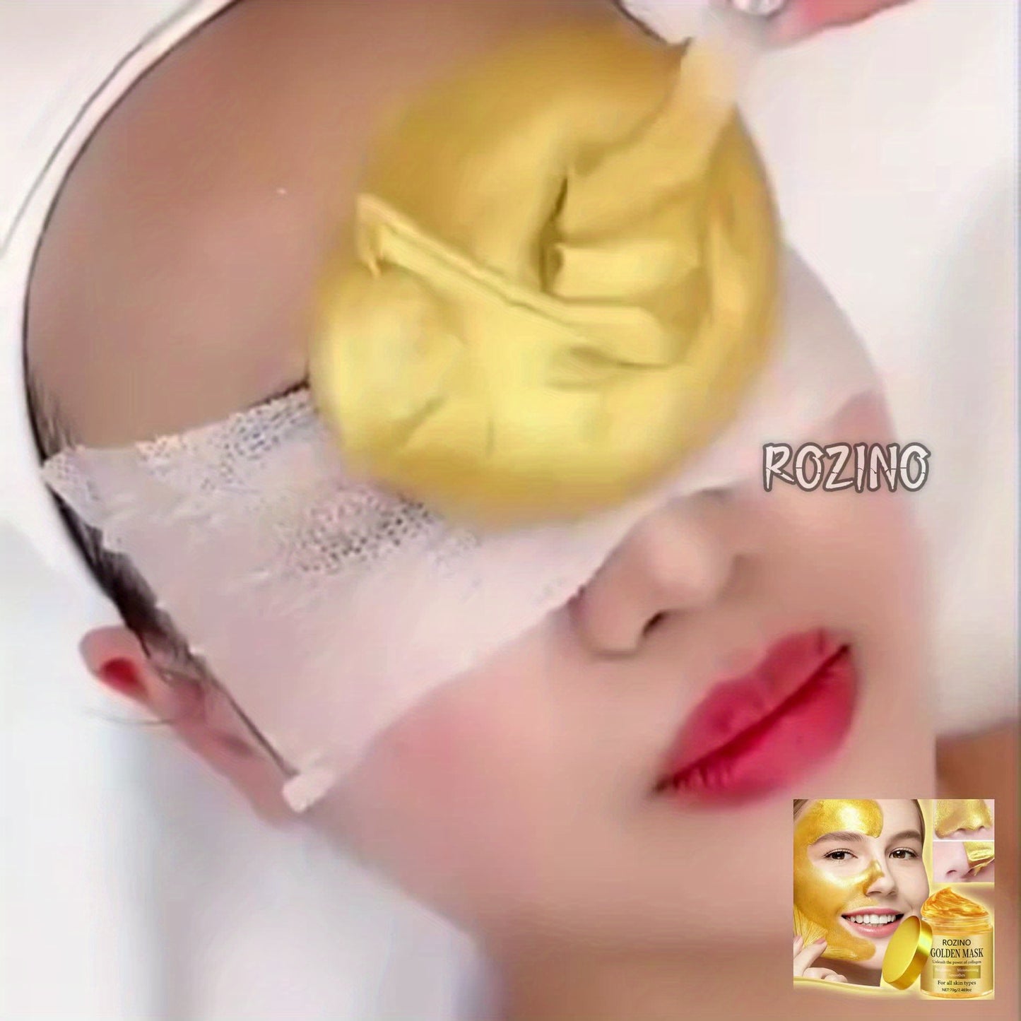 Golden Collagen Off Face Mask-Instant Facial Lift Mask Overnight, Moisturize Firm, More Radiant. Look Reduced Black Spot Discoloration Appearance and Wrinkles Appear, Improved Skin Redness, Dull, Loose and Large Pores Signs.