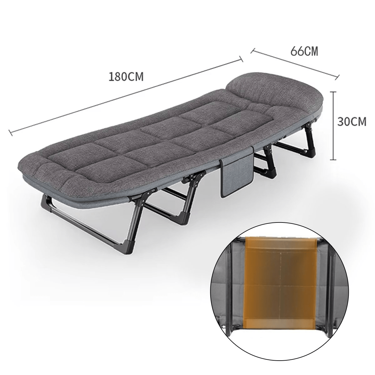 For Beach Camping Cot Large Folding Bed Deck Chair , Lightweight Guest Bed with Adjustable 6 Positions, Comfortable Mattress And Pillows, Breathable Fabric, Portable Durable, Suitable for Outdoor Use