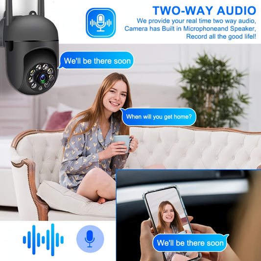 1080P Smart Camera with AI Human Tracking, 355° PTZ Pan/Tilt/Zoom, Two-Way Talk, Color Night Vision, USB-Powered /Outdoor Surveillance System