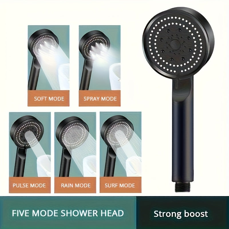 NEW Arrivals Advanced Black 5 Modes High Pressure Shower Head - Water Saving, Adjustable Head Handheld Shower Head, Enhancing Bathing Experience, Easy Installation, Bathroom Additions