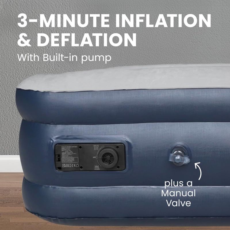 King Size Air Bed with Built-in Electric Pump – Self-Inflating Blow-Up Mattress for 2 Adults – Waterproof & Elevated for Camping, Guests, Indoor & Outdoor Use Furniture Supplies