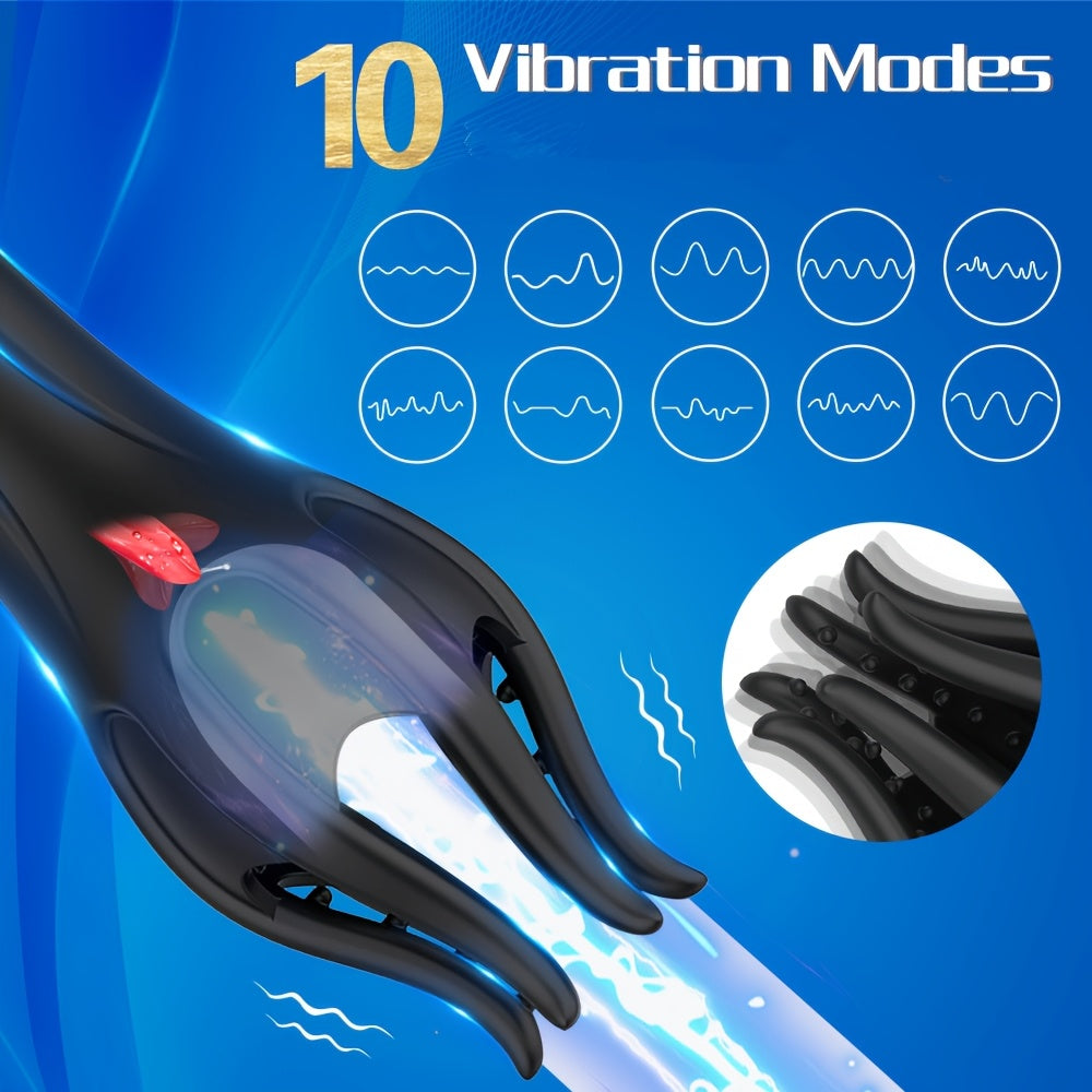 3 in 1 Men's Glans Stimulation Massager Penis Trainer Male Masturbator with Vibrating Tongue Licking Function Adult Toy for Men,  Male Pleasure Device, Realistic Feel, Discreet Toy