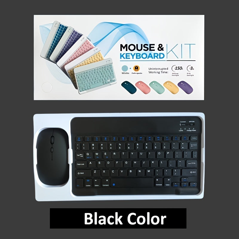 2 PCS Set Wireless Keyboard and Mouse 7 Colors Suitable for Android Tablets and iPads, Mini English Keyboards Home Office Computer Accessories Tools Sets