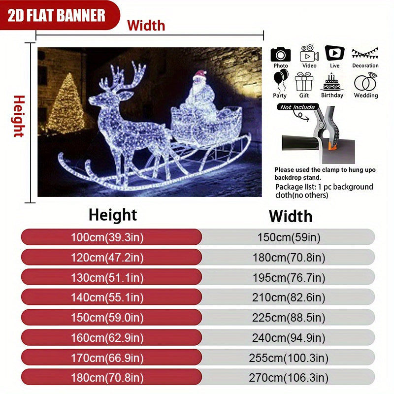 2D Flat, 1pc Large 170x255cm Glowing-in-the-Dark Santa Sleigh with Reindeer & Snowman Party Banner - Self-Lit Glittering Christmas Decoration with Glowing Snowman, Perfect for Indoor/Outdoor Holiday Celebrations & Festive Eve