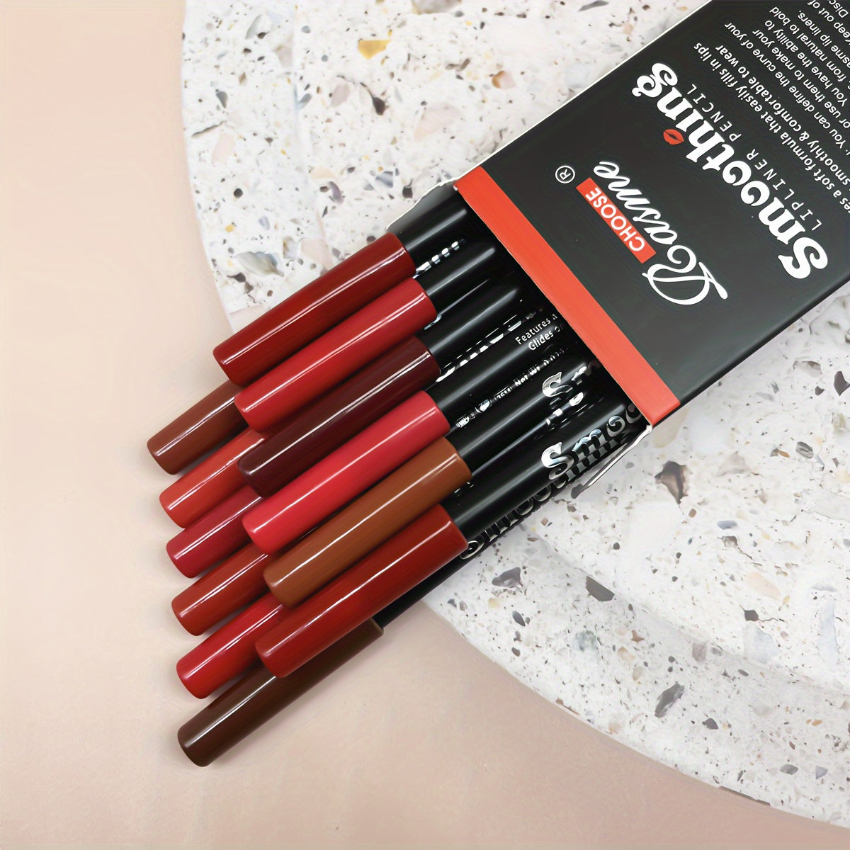 12 PCS Set Long-Lasting Lipstick Set, Lip Liner Pencil And Matte Lip Gloss For Women, Valentine's Day Gifts Mother's Day Gift Girls Cosmetic Accessories
