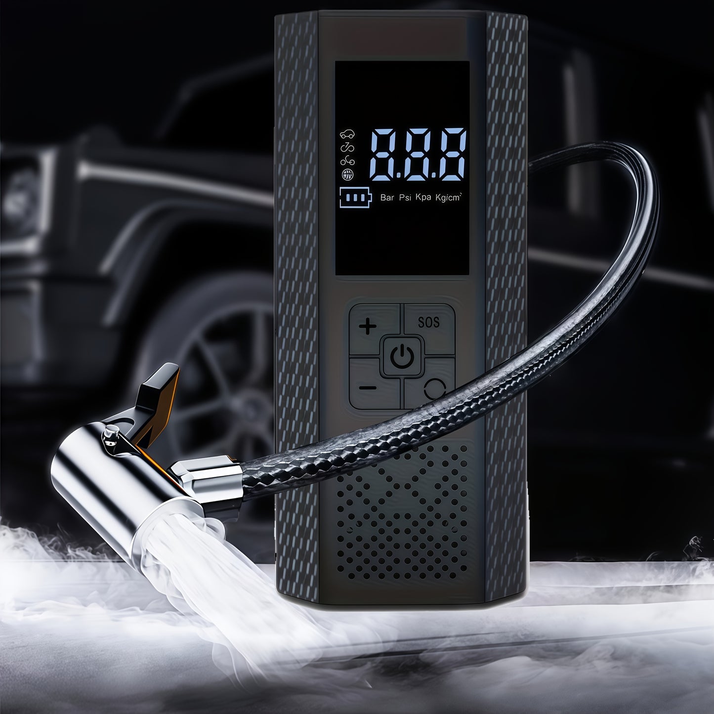 Electric Bicycle Pump with Digital LCD Pressure Gauge, 150 PSI High-Pressure Bike Air Pump, Rechargeable Portable Air Compressor, Automatic Inflation for E-Bikes, Motorcycles, Scooters, Smart Bicycle Pump with LCD Display and