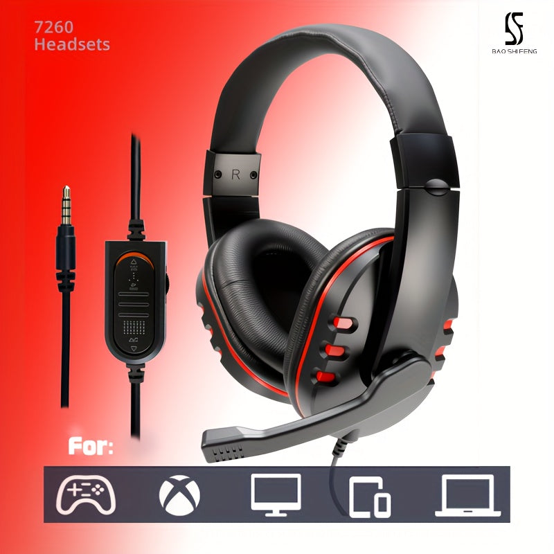 Wired Over-Ear Headset with Microphone for Work Meetings, Study Recording and Gaming Entertainment - Compatible: PS4/PS5/Xbox One/SWITCH / Mobile Phones & PC Tablets etc., comfortable to wear clear call, Lightweight Headphone