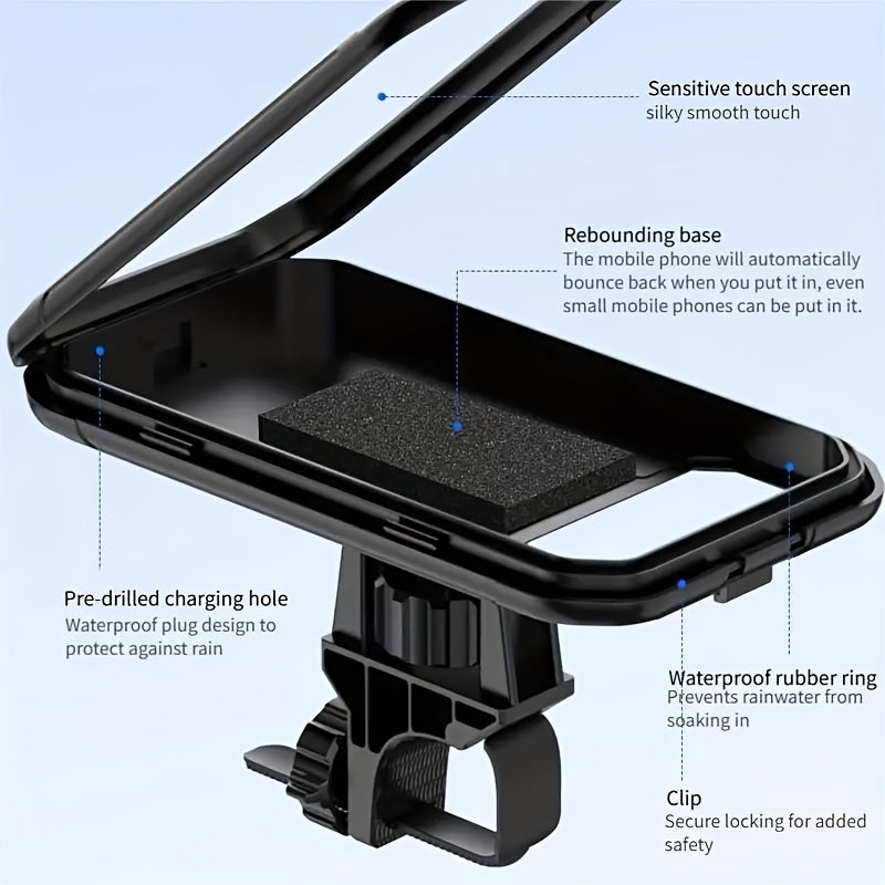 360° Rotating Waterproof Electric Bike Mobile Phone Holder Battery Motorcycle Bicycle Mountain Bike Rider Car Shockproof Mobile Navigation Holder