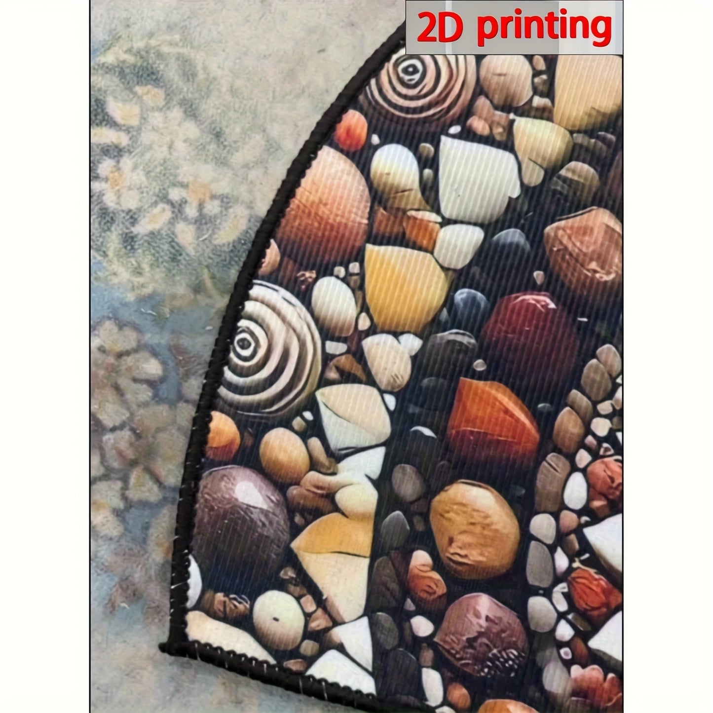 Welcome Mat Featuring Vibrant 2D Pebbles And Seashells - Slip-Resistant And to Maintain, This Semi-Circular Mat Is Ideal for Both Indoor And Outdoor Settings. It'S Perfect for Enhancing The Decor of Your Entryway, Kitchen, Ba