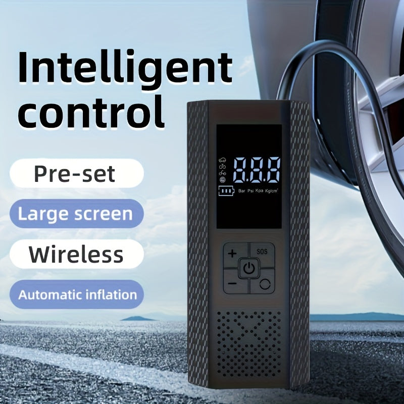 Electric Bicycle Pump with Digital LCD Pressure Gauge, 150 PSI High-Pressure Bike Air Pump, Rechargeable Portable Air Compressor, Automatic Inflation for E-Bikes, Motorcycles, Scooters, Smart Bicycle Pump with LCD Display and