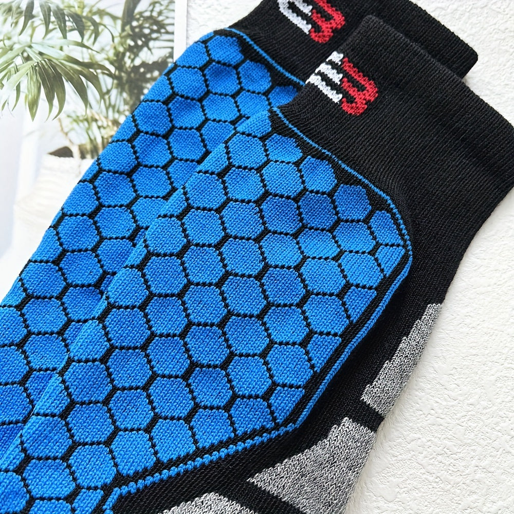 3 Pairs Men's Winter Thick Warm Breathable Hiking Ice Skating Skiing Knee-High Outdoor Sports Socks - EU 39-45, US 6.5-11.5, UK 6-11