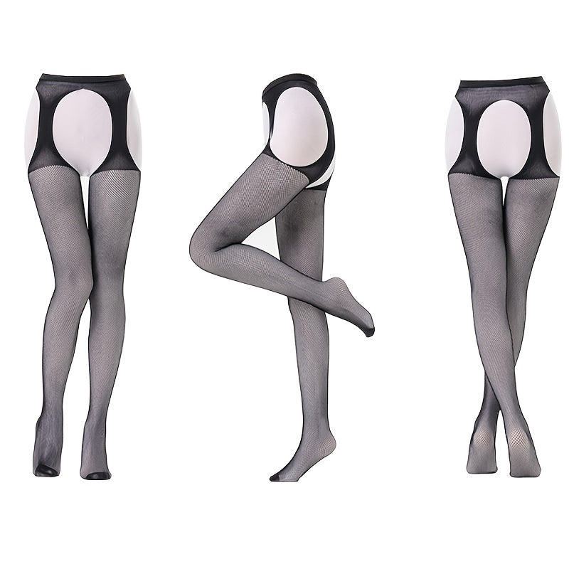 4-Pack Sexy Hollow-Out Fishnet Pantyhose Set, Women'S Breathable Elastic Garter Belt Hosiery, Floral Knit Polyamide 95% Elastane 5% for Wedding Theme