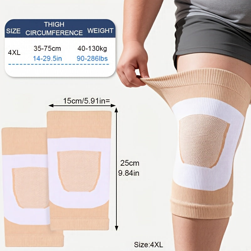 2 PCS Set 4XL (130Kg- 286lbs) Ultra Thin Extra Large High Elasticity Knitted Compression Knee Braces, Breathable& Comfortable Plus Size Knee Sleeves, Oversized Knee Support for Men & Women, Blue/ Yellow Suitable for Weight Up