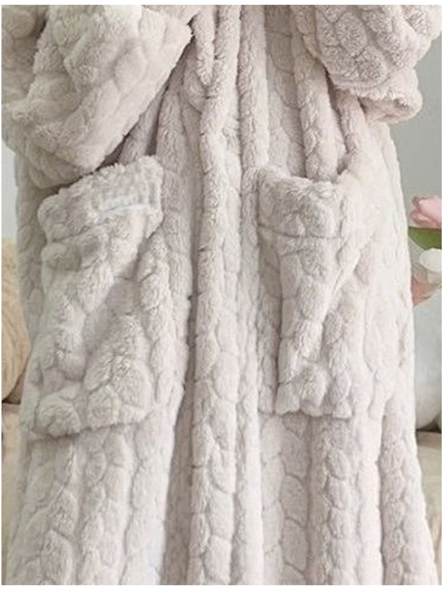 Cozy Coral Fleece Hooded Robe for Women - Long, Warm & Soft Lounge Dress with Pockets, Machine Washable - Perfect for Fall/Winter