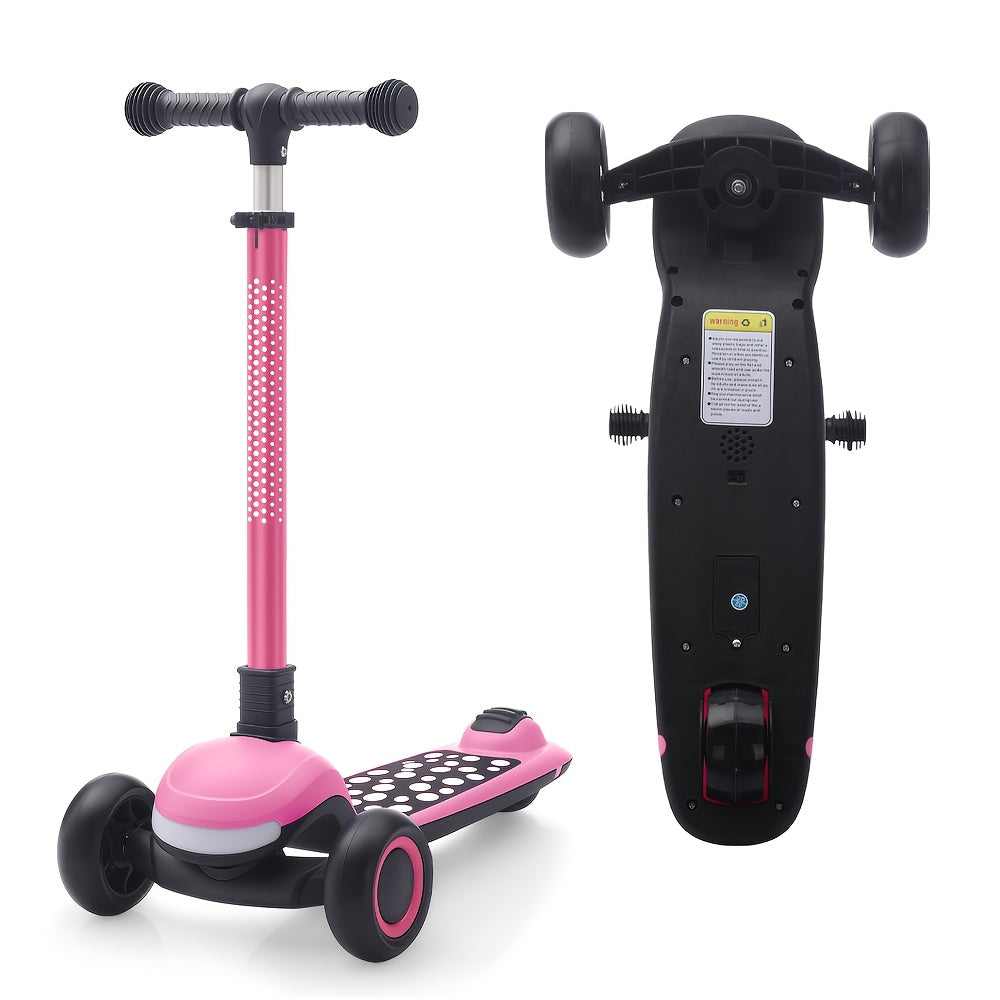 One-Touch Folding Kids scooter with 4-Speed Height Adjustment, Adjustable scooter for toddlers & children, Rear Brake, Heavy-Duty Construction - Ideal Birthday or Christmas gift for Ages 2+ (Blue/Pink/Black) - Space-Saving Fo