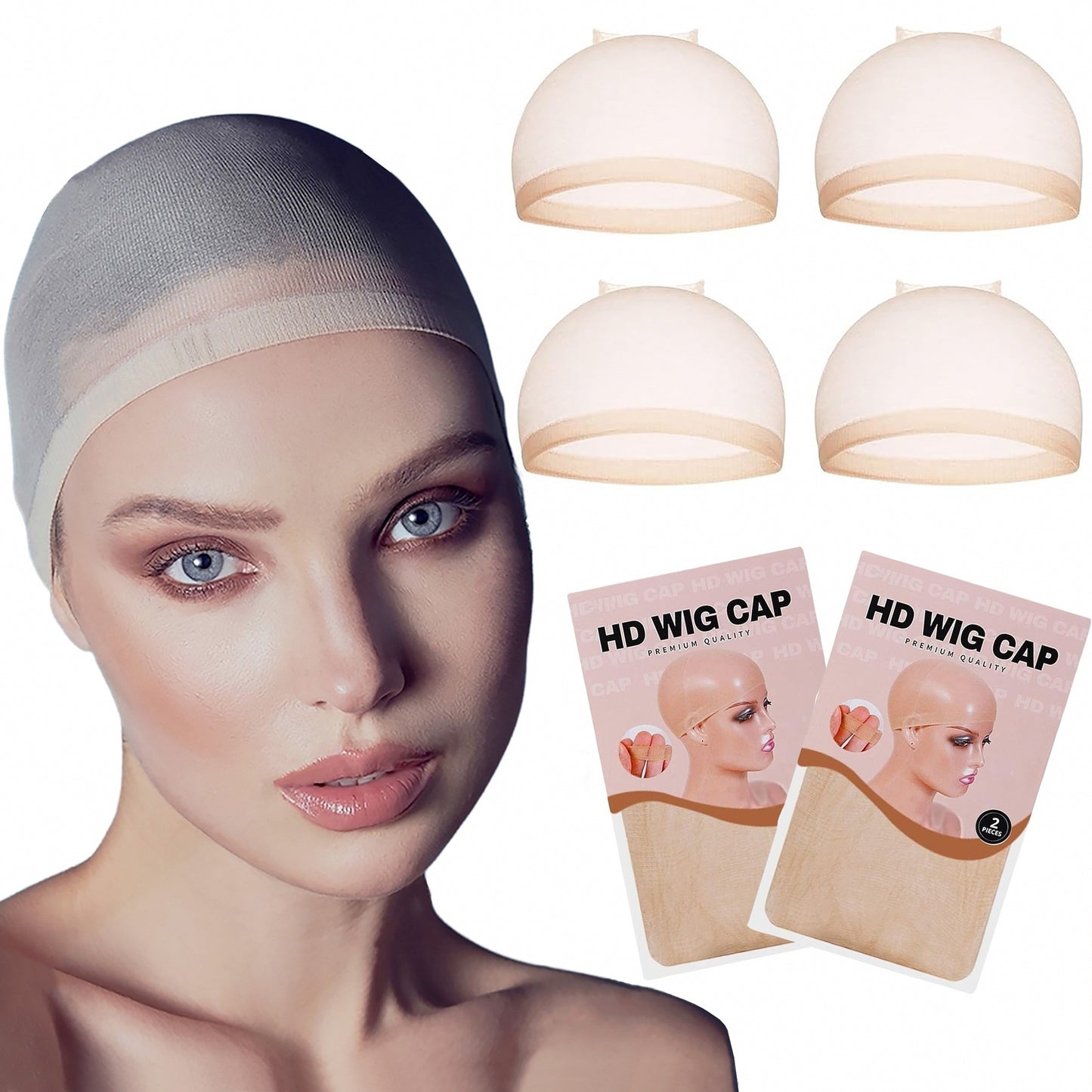 2pcs Invisible Wig Caps Ultra Soft Breathable Stretchable Neutral Nude Quality Wig Caps for Comfortable Wear Perfect for Hair Styles and Creative Looks