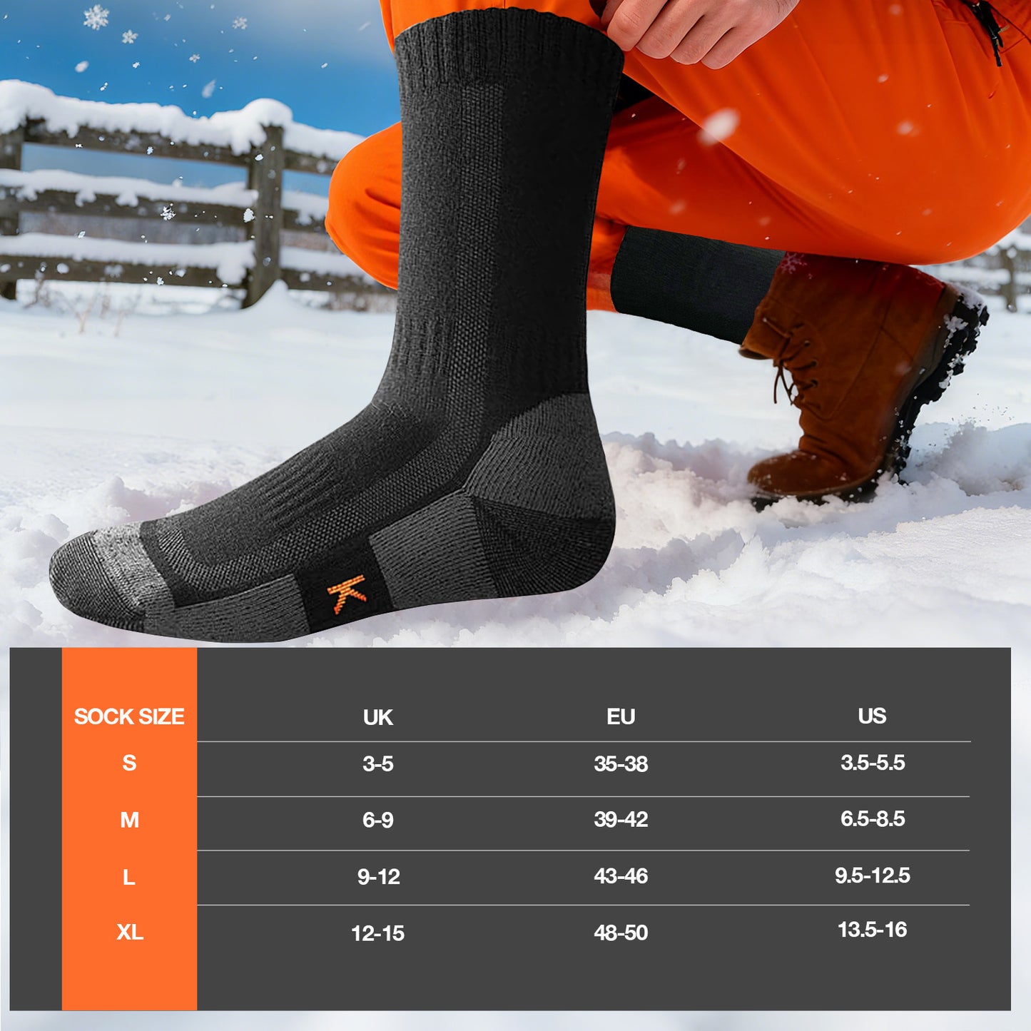 3 Pairs of Women and Men S-XL Size Thermal Socks Wool Socks Thick Warm Winter Socks Crew Socks for Work Hiking Walking Skiing Climbing Snowboard Running and Outdoor Winter Snow Sports Apparel Accessories