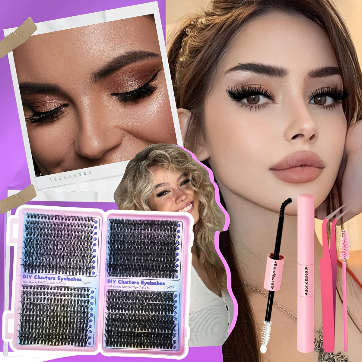 200/800pcs Full Set Eyelash Extensions Kit with Glue, Tweezers, Lash Brush & Curler - Natural & Eye Styles, Multiple Lengths, 0.07mm Thickness, Eyelash Extensions for Women, Eyelash Extensions Supplies, Eyelash Extensions Kit