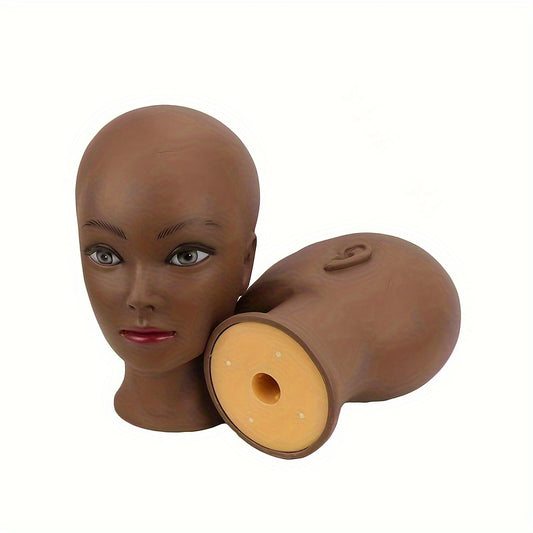 Unisex Adult Makeup Rubber Mannequin Head with Realistic Light Beige Texture & Expressive Eyes - Durable Rubber Wig Stand for Cosmetology Training, Makeup Practice, Wig Display - Portable & Easy to Clean, Makeup Practice Tool