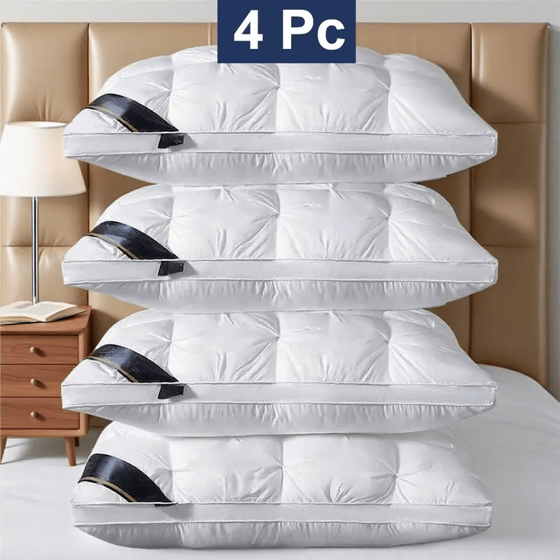 4pcs 3D Luxury Hotel Pillow Set, Neck Support Sleeping Pillows for Comfort & Relaxation, Premium Cover with Zipper Closure, 45*68cm
