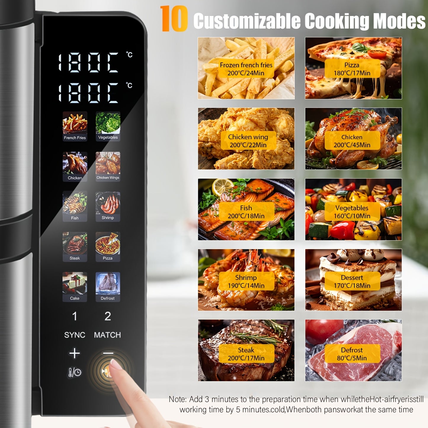 Professional 2800W Dual-Cavity 11L Family Air Fryer with Dual Drawers & Viewing Window, 10-in-1 Cooking (Air Fry/Bake/Roast), Heavy-Duty ABS/S Stainless, Oversized Basket for whole Chicken, Dishwasher-Safe for Large Gathering