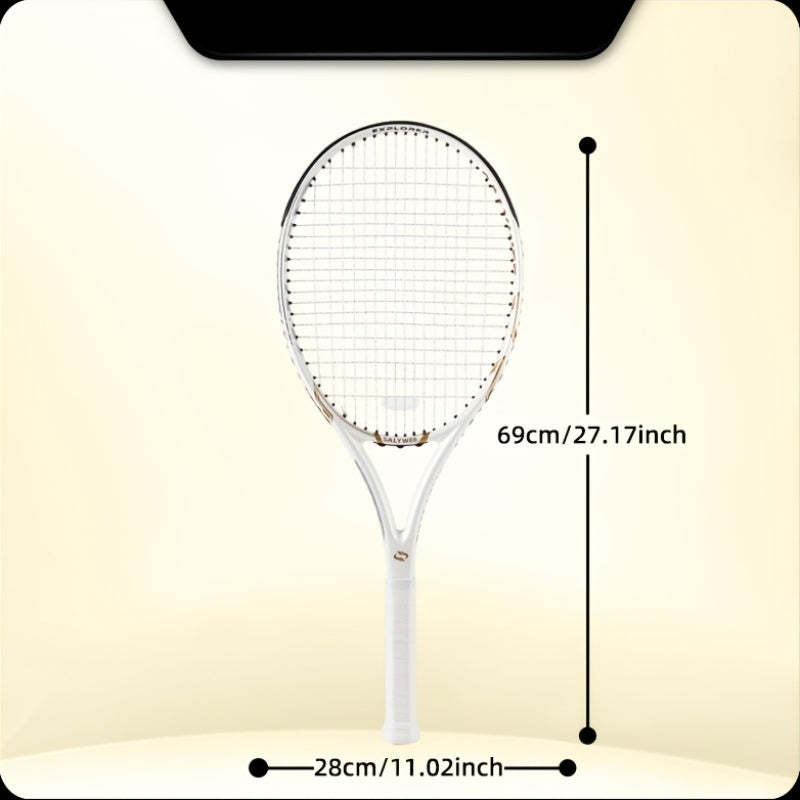 NEW 1 Set + Balls + Bag  Explorer Pro Carbon Fiber Unisex Tennis Rackets, White Available, One-Piece Construction, Pre-Strung Pattern 16x19, Approx. 260g, 102  Racquet Head Size, Free Racquet Bag & Vibration Dampener, for Int