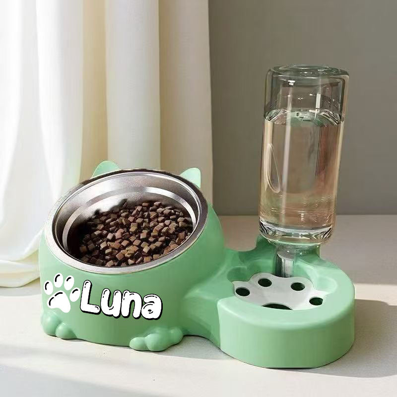 Automatic Smart Pet Feeder and Water Dispenser with Custom Name/Meal Times - Gravity-Fed System, Spill-Proof Design, Easy-Clean Durable Plastic Construction - for Cats, Small Dogs - Auto Food & Water Dispenser with Timer, Ide