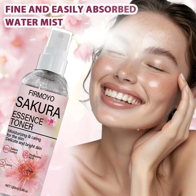 2PCS Set Instant Brightening & Hydrating Facial Toner Mist - Cherry Blossom Toner Water for Sensitive, Dry, Oily & Combination Light Beige, 100ml Large (2x50ml), Quick-Absorbing -Inspired Skincare, Sensitive Complexion Spray