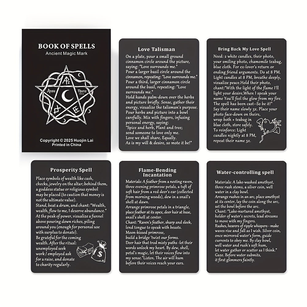 Book Of Spells | Tabletop Card Game Featuring 35 Dusty Forbidden Powers Of Divination And Oracle Cards | Perfect For Halloween/Christmas/Thanksgiving Gifts, Ideal For Game Nights | Smile Talk