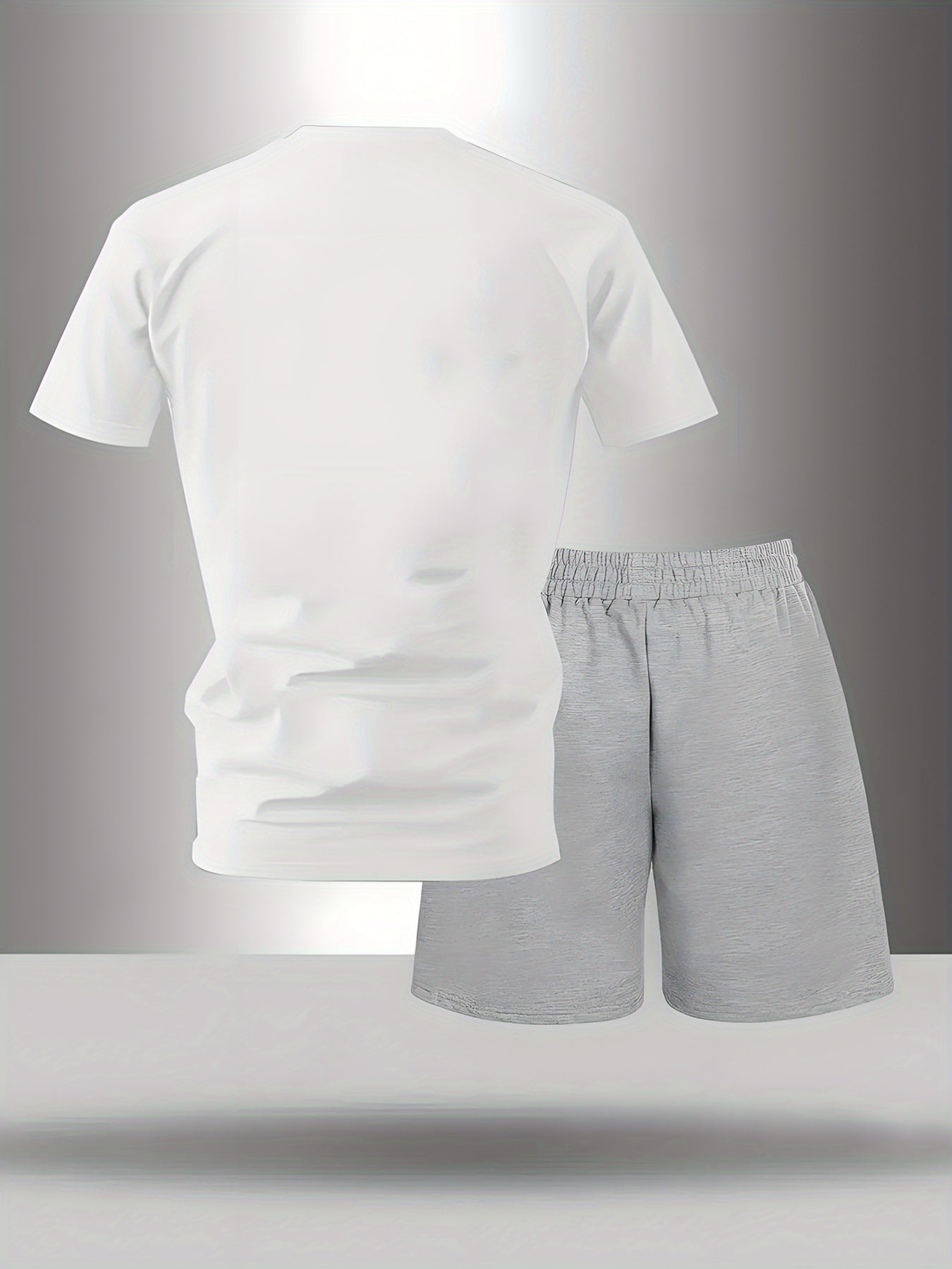 2 PCS Set Freemasonry Logo Print Men's Fashion Casual, Round Neck Short Sleeve T-Shirt and Drawstring Shorts Spring Summer Sportswear Outfit